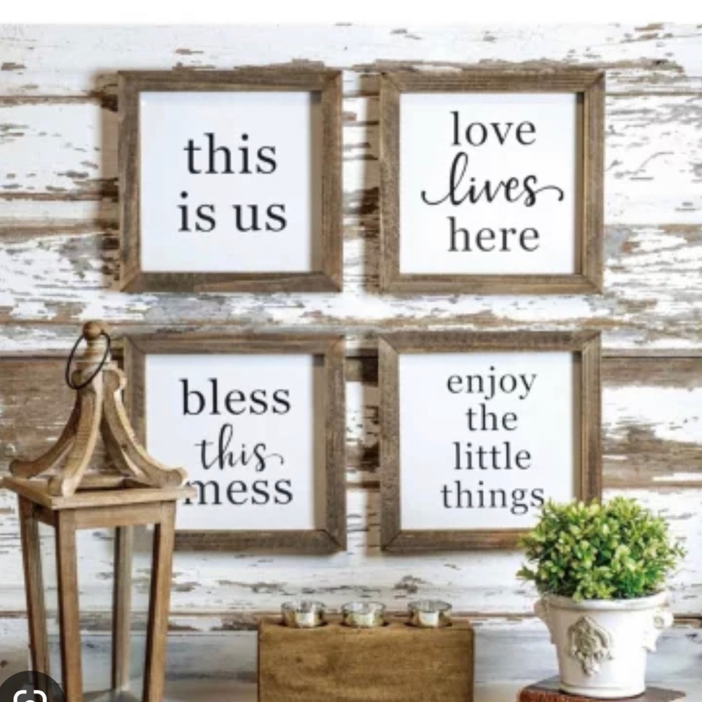 Set of 4 rustic wooden signs